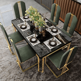 Trueliving Golden Black Luxurious Dinning Table H 30 x W 45 x D 35; Chair : H 34 x W 18 x D 18